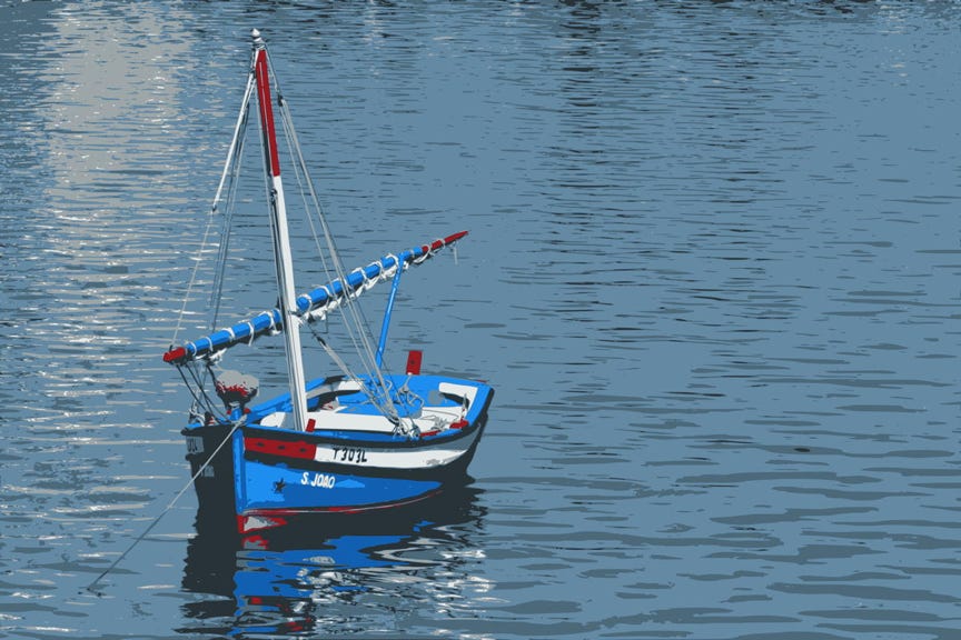 Small boat in a river in Portugal.