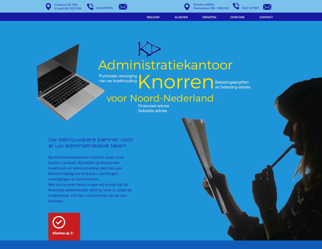 Homepage of the website of Administratiekantoor Knorren