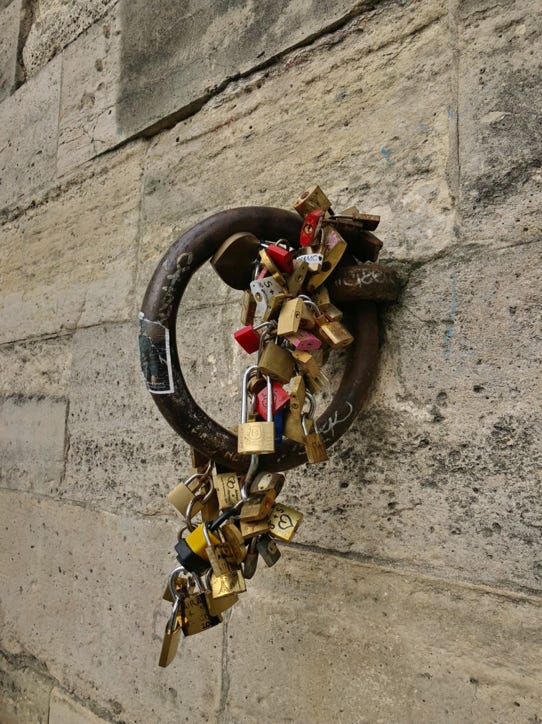 Padlocks on the wall in Barcelona