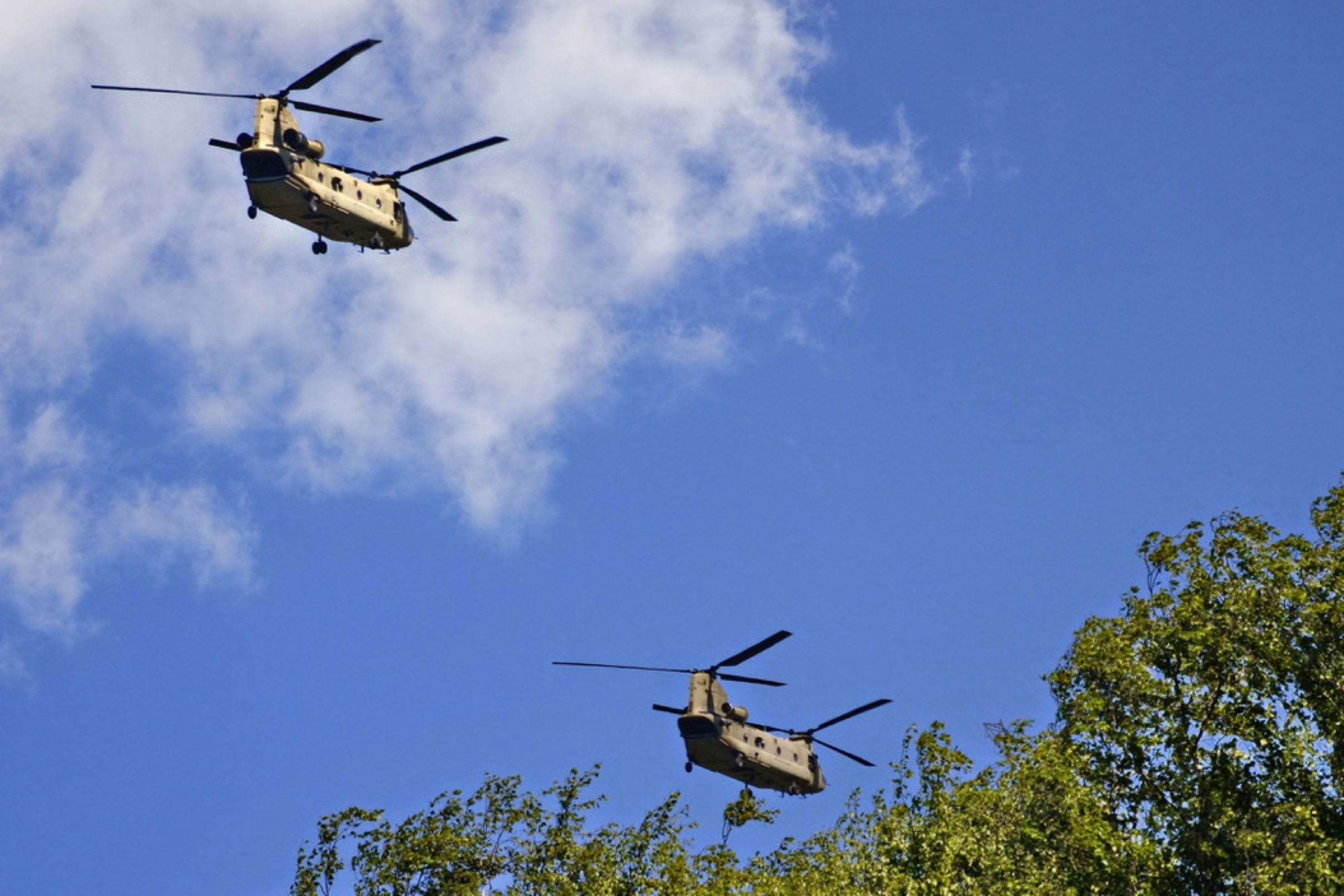 Militairy helicopters in flight