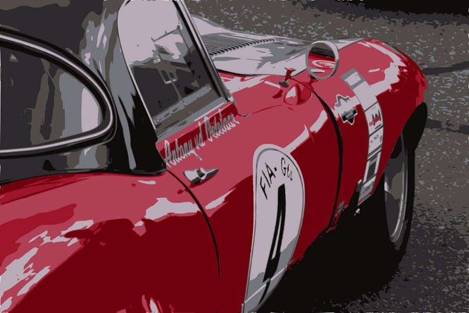 Classic Jaguar E-Type (red) in Zandvoort. Owner was Anthony van den Oetelaar.