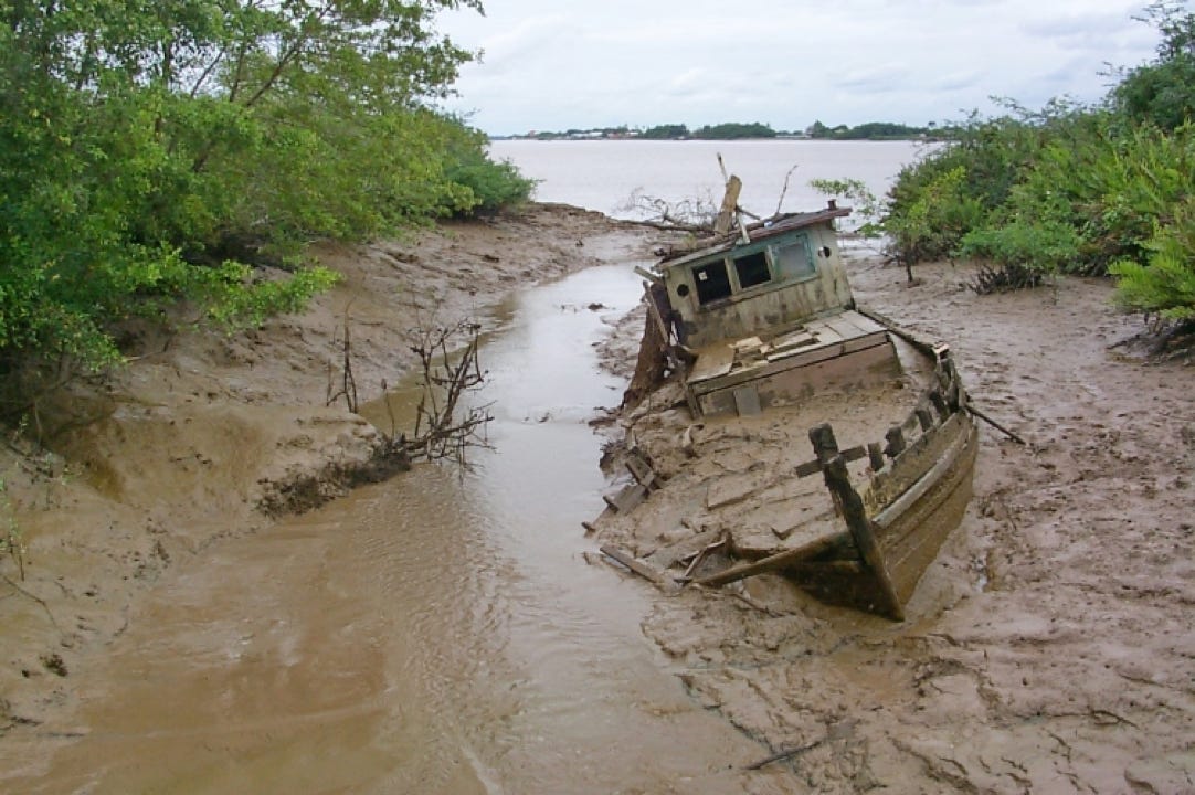 Sunken ship in Suriname.