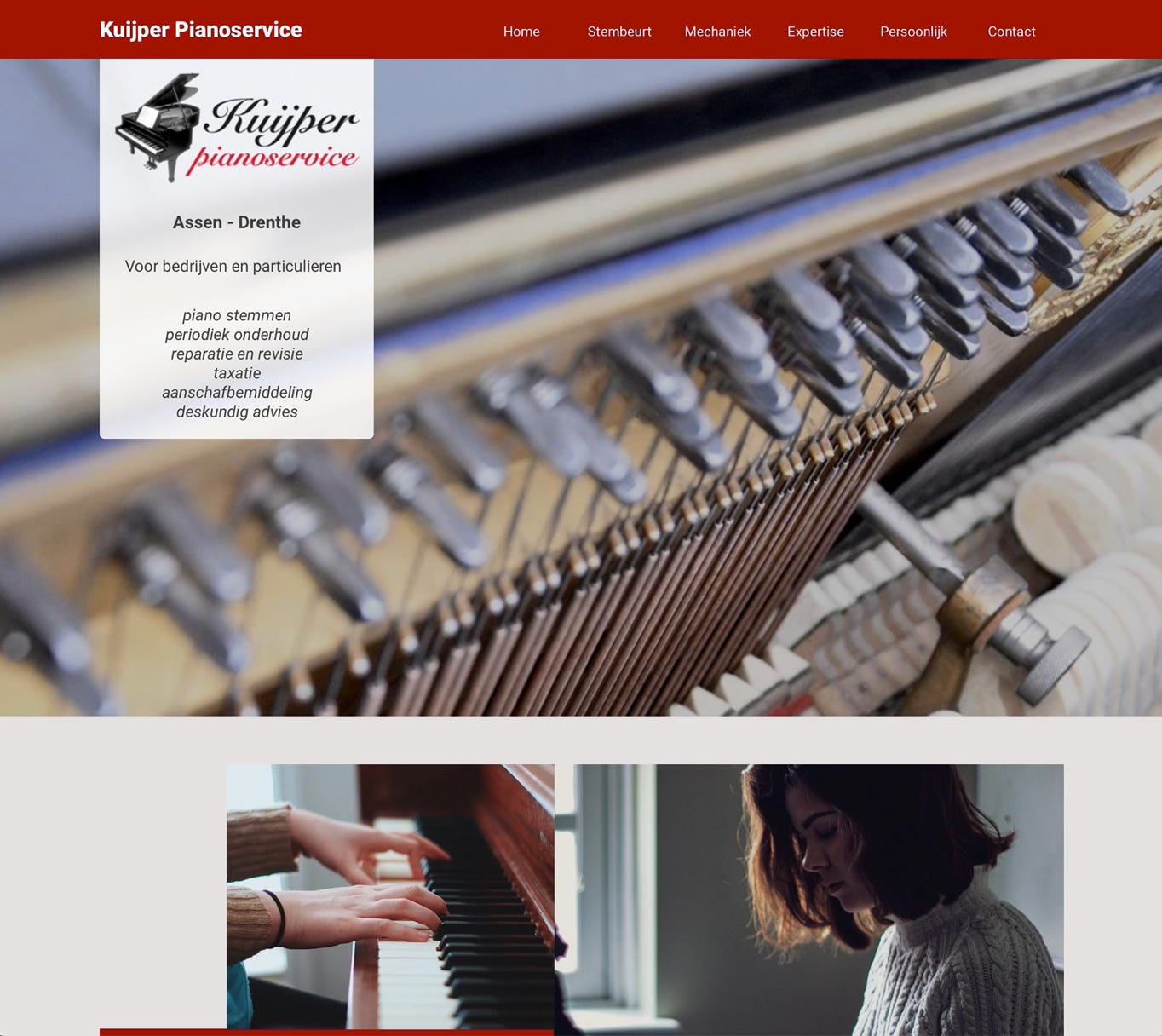 Homepage of the Kuijper Pianoservice website