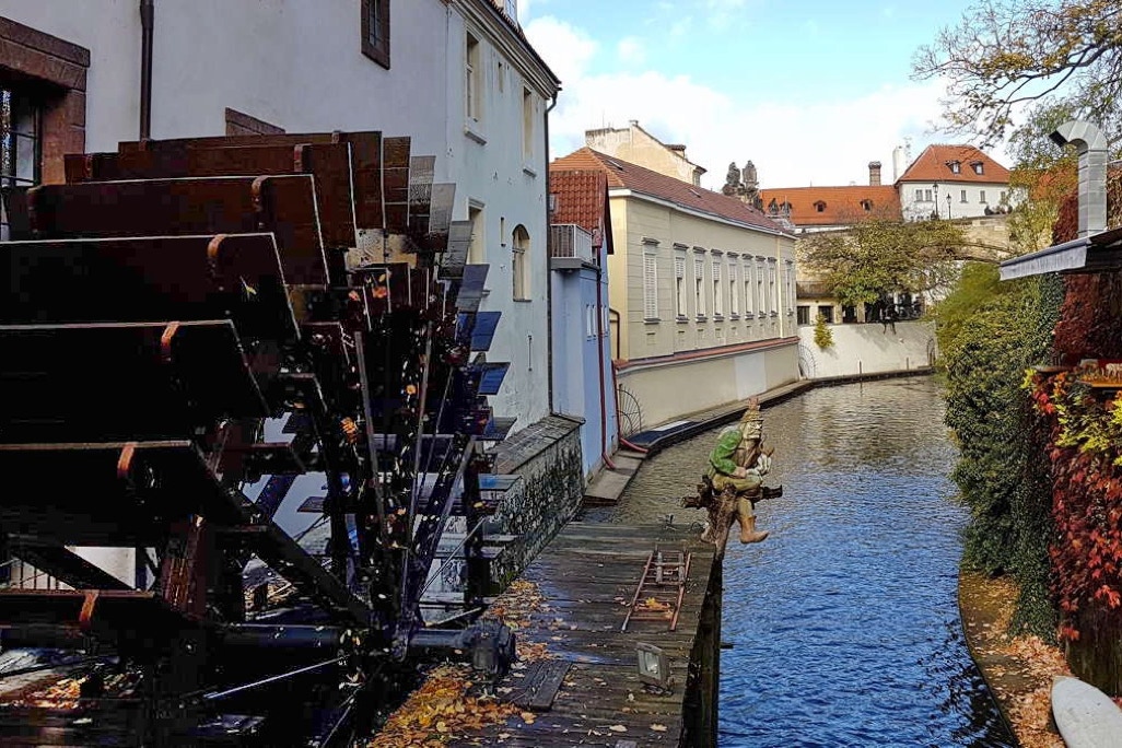 Waterwheel in a river