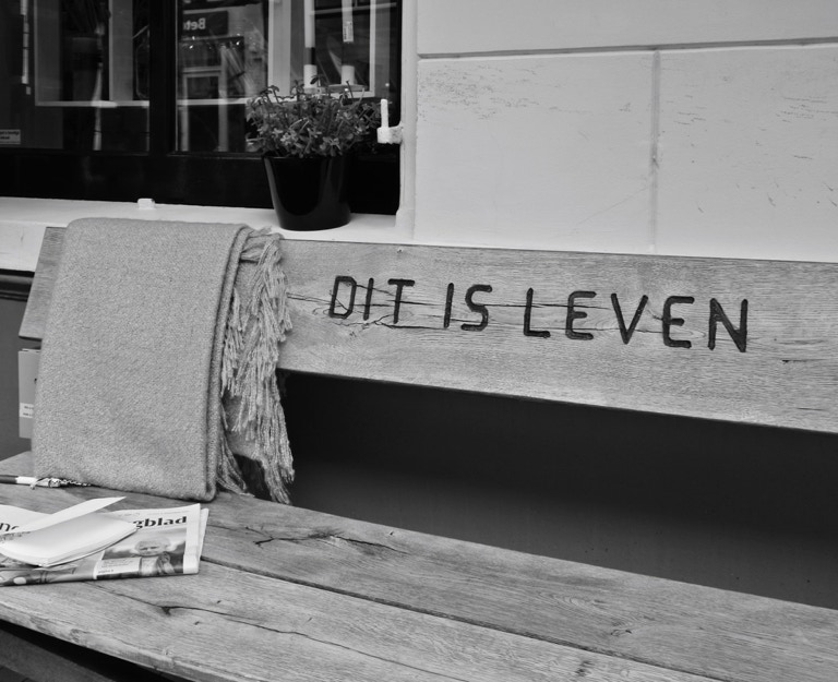 Bench in a street in Kampen, Netherlands